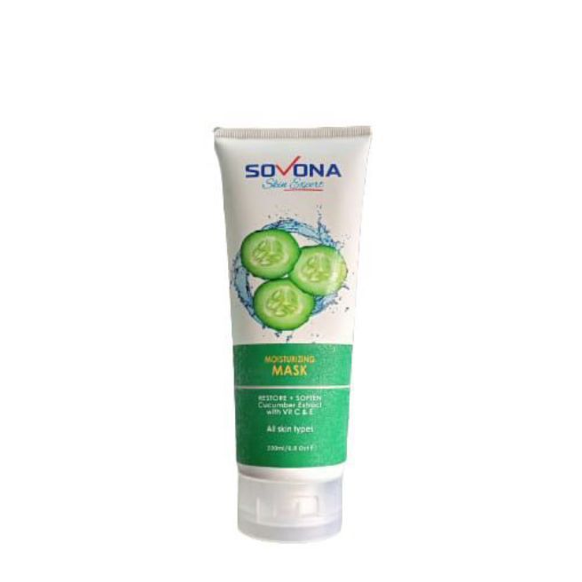 Sovona Skin Expert Moisturizing Mask Restore+Soften Cucumber Extract With Vit C & E All Skin Types 200 Ml/6.8 Oz e